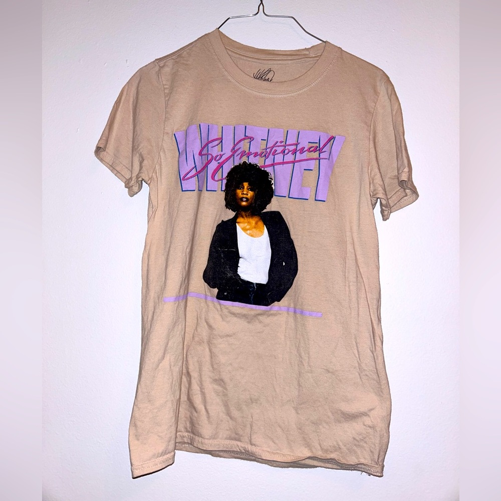 Whitney Houston “So Emotional” Beige T-shirt Size Small